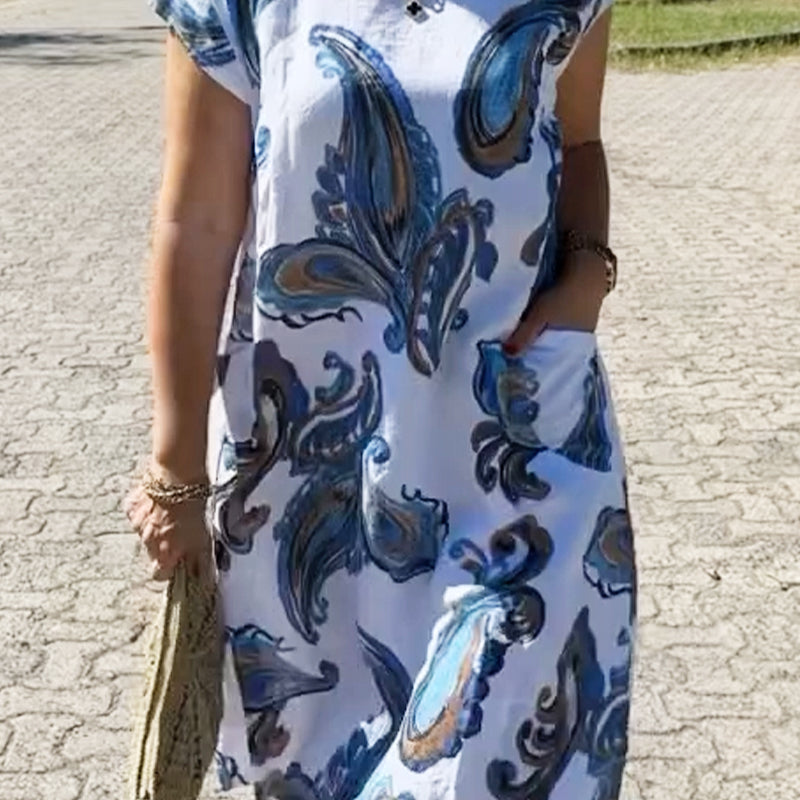 đ„2024đTryckt KlĂ€nning i Linne-Bomull