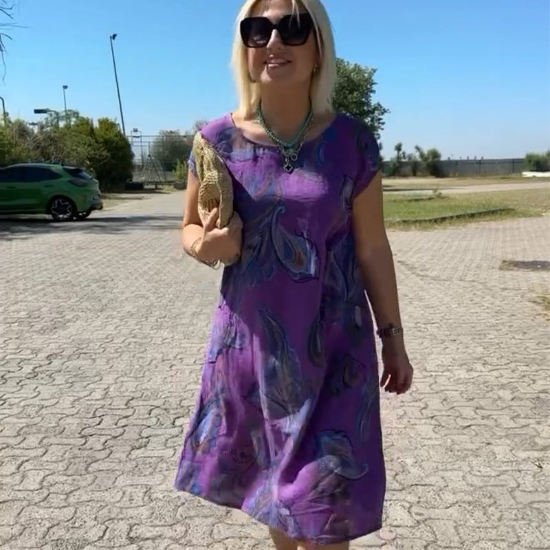 đ„2024đTryckt KlĂ€nning i Linne-Bomull