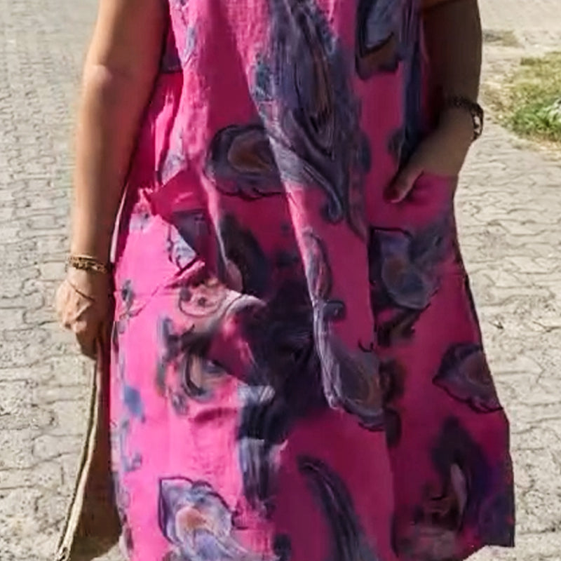 đ„2024đTryckt KlĂ€nning i Linne-Bomull