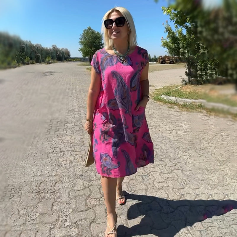 đ„2024đTryckt KlĂ€nning i Linne-Bomull