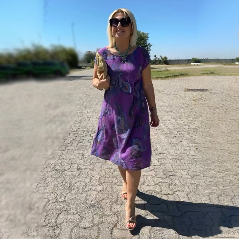 đ„2024đTryckt KlĂ€nning i Linne-Bomull