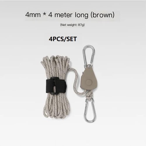đ„BĂ€rbar Justerbar Fix TĂ€lt Hög styrka Snabb frigöring Remskiva Camping Rope (4 Pcs / Set)