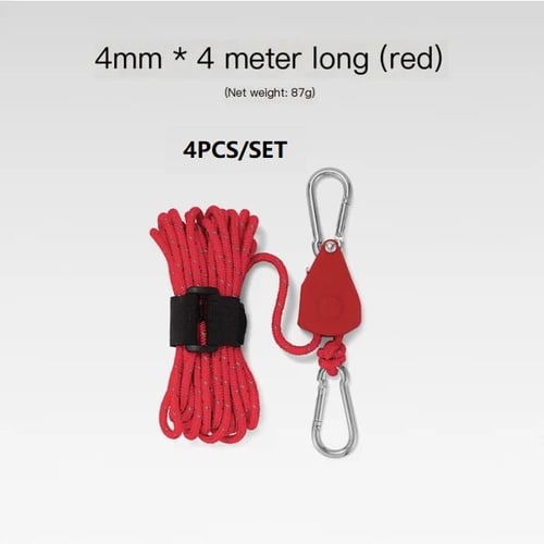 đ„BĂ€rbar Justerbar Fix TĂ€lt Hög styrka Snabb frigöring Remskiva Camping Rope (4 Pcs / Set)