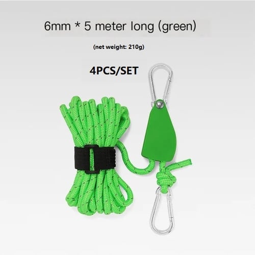 đ„BĂ€rbar Justerbar Fix TĂ€lt Hög styrka Snabb frigöring Remskiva Camping Rope (4 Pcs / Set)