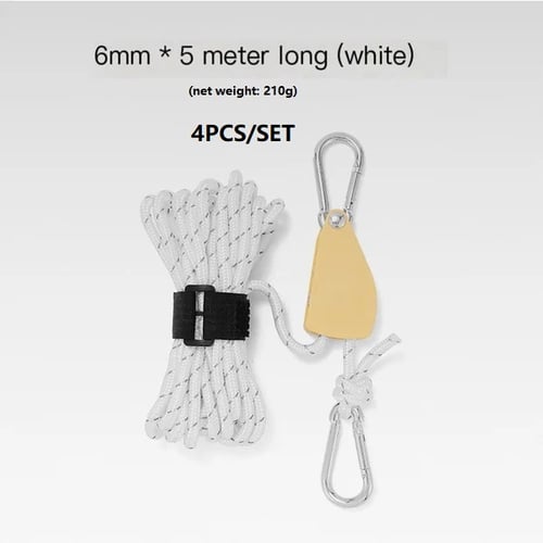 đ„BĂ€rbar Justerbar Fix TĂ€lt Hög styrka Snabb frigöring Remskiva Camping Rope (4 Pcs / Set)