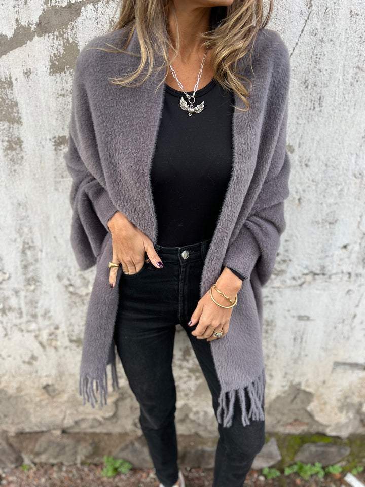 đčKvinnor LĂ„ngĂ€rmad Casual Tassel Sjal Coat