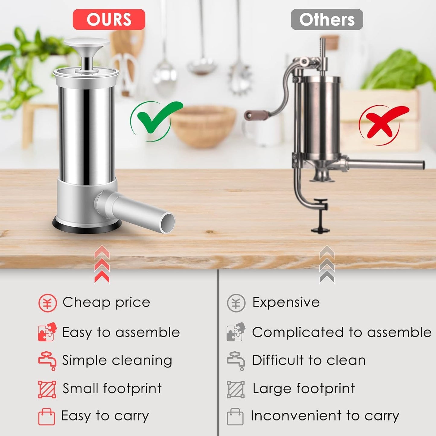 đ„ Sista dagen kampanj - 49% rabatt - Korv Stuffer med 4 olika storlekar fyllning tuber