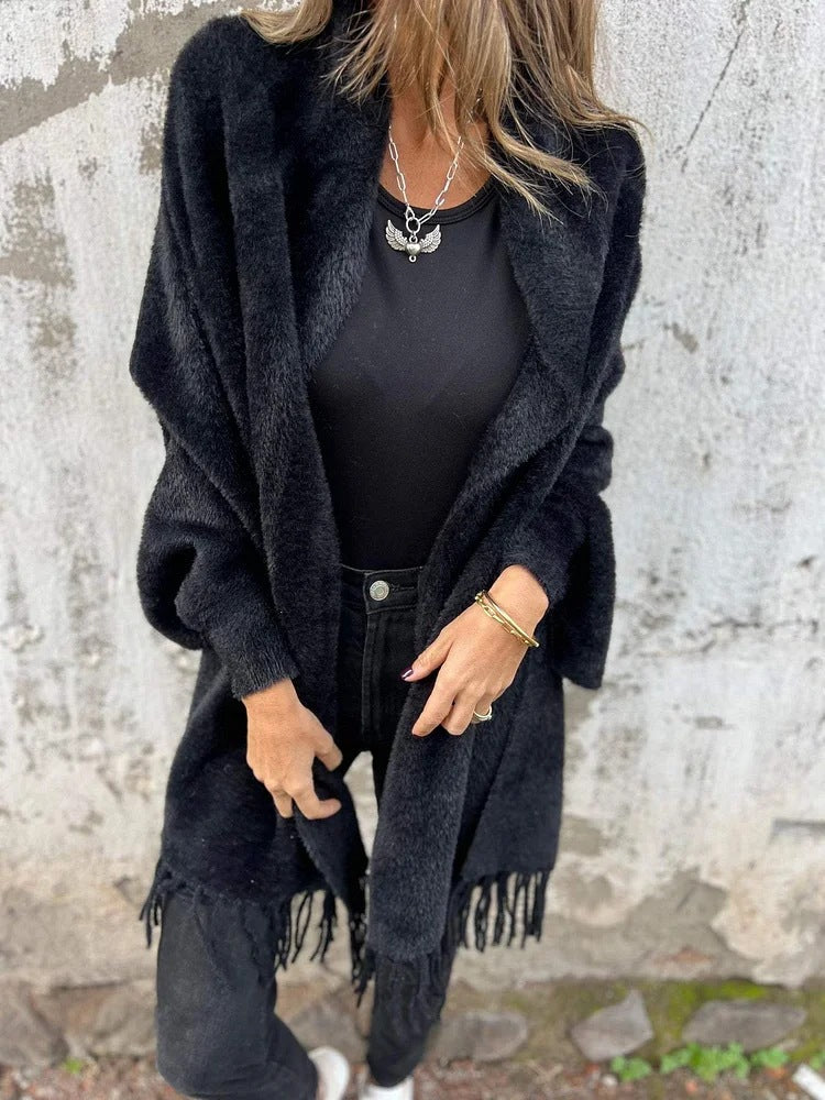 đčKvinnor LĂ„ngĂ€rmad Casual Tassel Sjal Coat