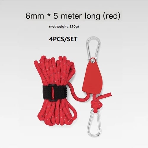 đ„BĂ€rbar Justerbar Fix TĂ€lt Hög styrka Snabb frigöring Remskiva Camping Rope (4 Pcs / Set)