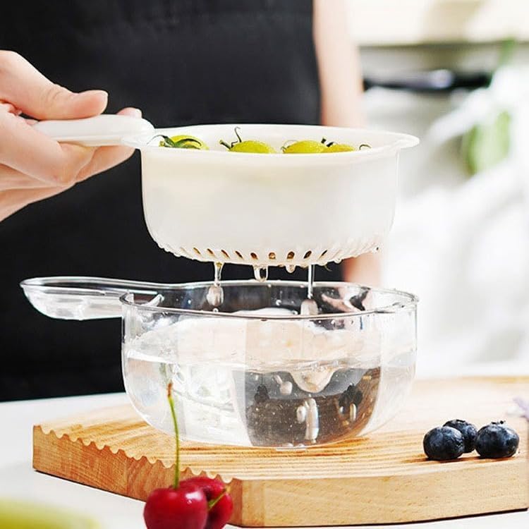 đ„Avrinningskorg med dubbla lager och handtag för kök