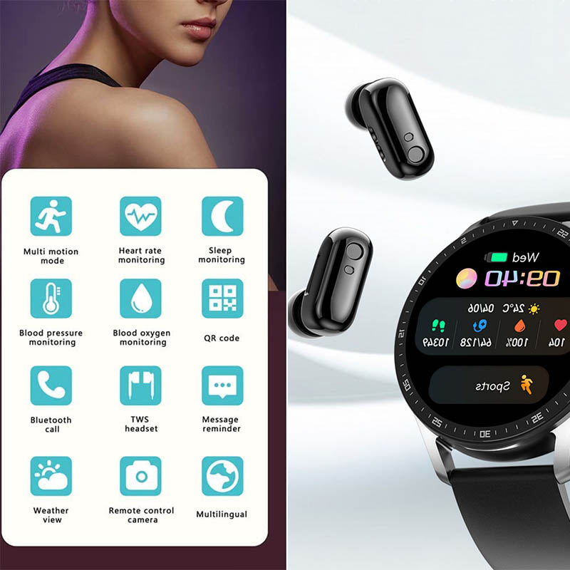 ✨2025 Ny teknik-2 I 1 SMARTWATCH MED HÖRLURAR (FÖR IPHONE OCH ANDROID)