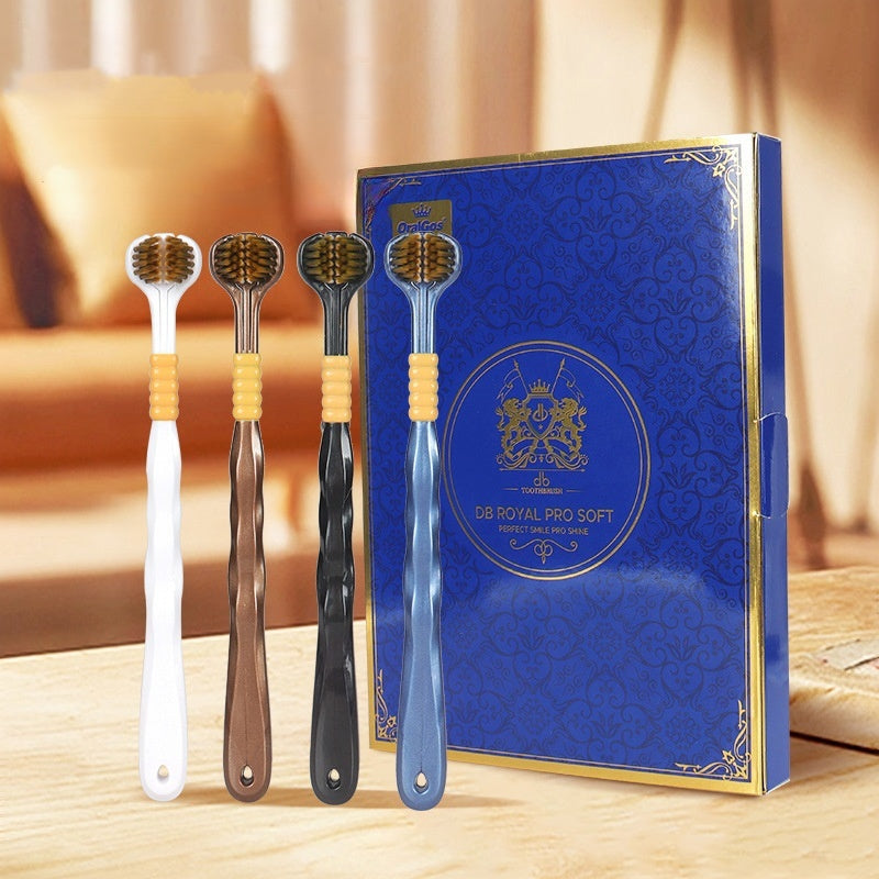 đŠ· Trehövdad rengörande tandborste med flera vinklar