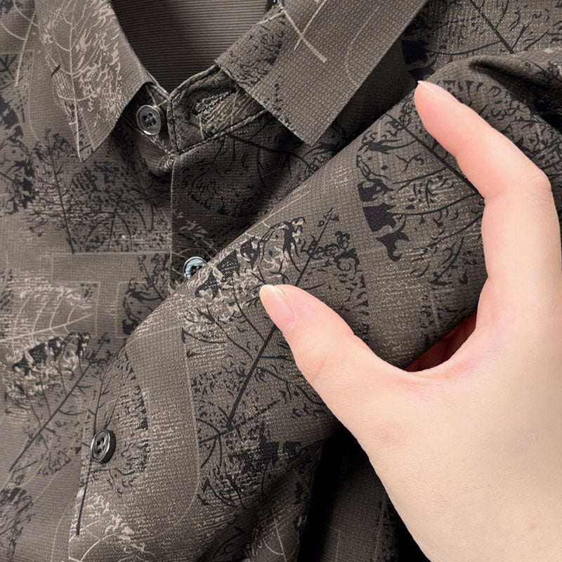 2024 Vintage Mjuk Andningsbar Mönstrad Skjorta för Män✨