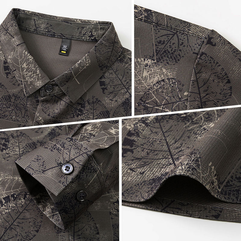 2024 Vintage Mjuk Andningsbar Mönstrad Skjorta för Män✨