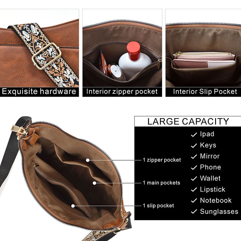 đ2024đ„MĂ„ngsidig crossbody-vĂ€ska i lĂ€der för kvinnorđ