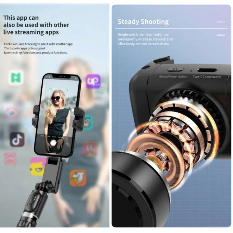 đ„đ„360° Roterande 3-Axlad Vikbar Gimbal-Stabilisator För Smartphones Inspelning