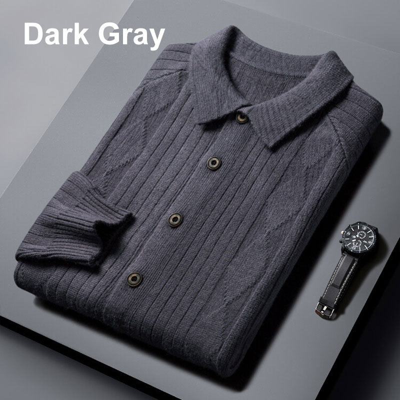 Casual stickad cardigan med uppslag för män🎁 Köp 2 och få fri frakt✈️