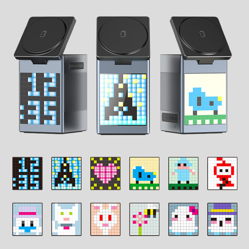 2024 Multifunktionell Laddningsstation med Inbyggd Bluetooth-Högtalare och Klock