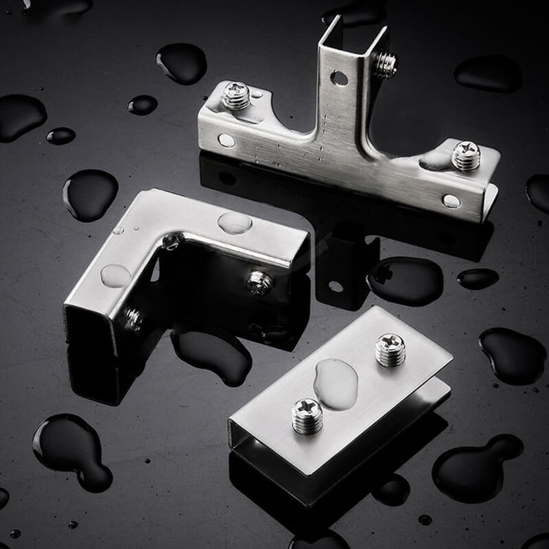 đ„đ„13 storlekar - 90°/180° konsolklĂ€mmor i rostfritt stĂ„l - ingen borrning krĂ€vs