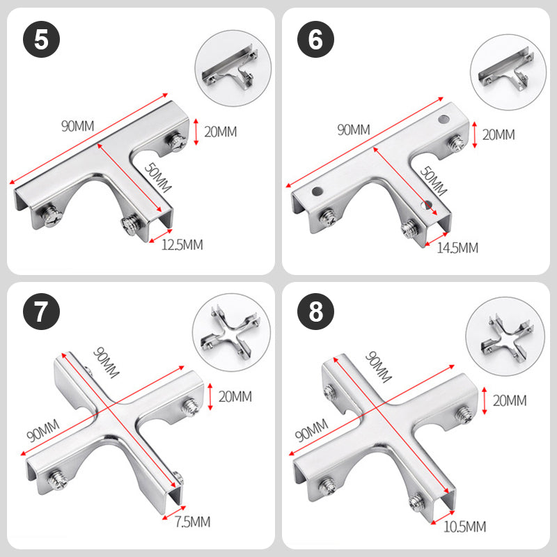 đ„đ„13 storlekar - 90°/180° konsolklĂ€mmor i rostfritt stĂ„l - ingen borrning krĂ€vs