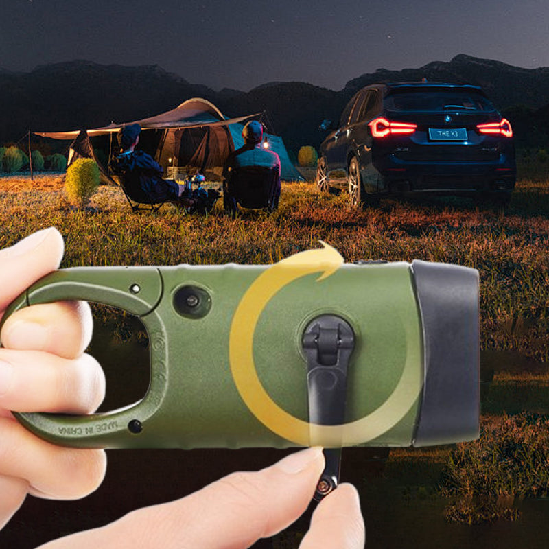 đŠUtomhus nödlampa (handvev + sol + USB-laddning)