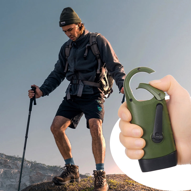 đŠUtomhus nödlampa (handvev + sol + USB-laddning)