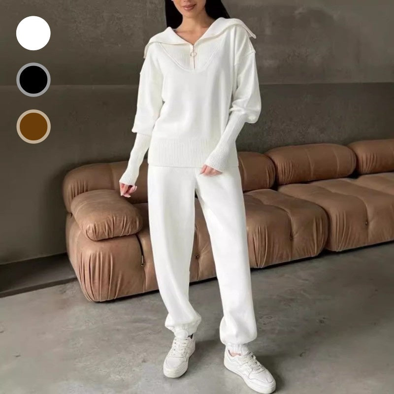 đSportigt 2-delat set för damer â halvdragkedja med dragkedja och matchande jogger