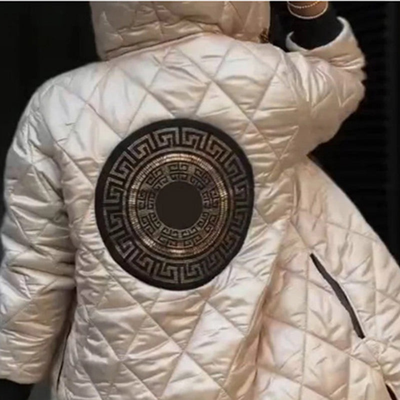 đ„°Vinterjacka med huva och dragkedja Varm vadderad jacka för kvinnor