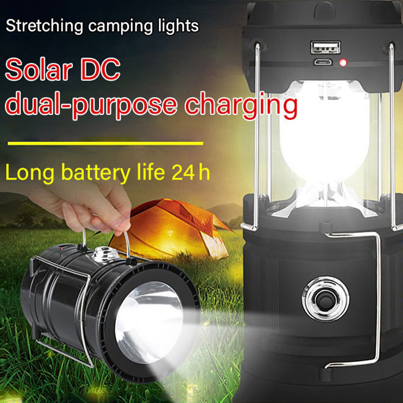 Solcellsdriven infällbar campinglampa