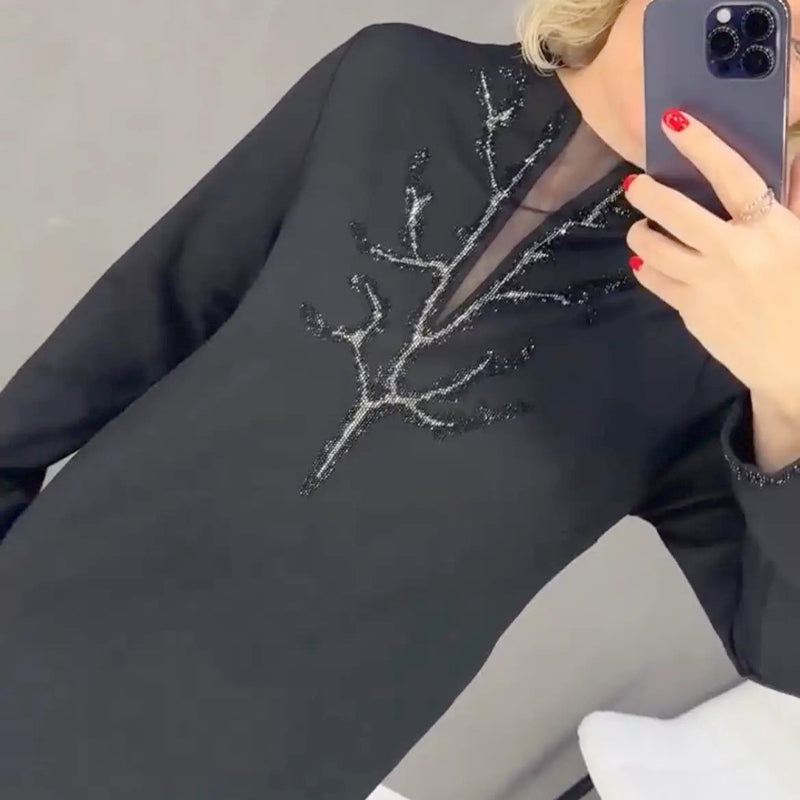 đRund hals Elegant mode Enkel klĂ€nning
