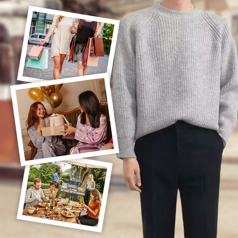 Men's Solid Pullover Round Neck Sweater