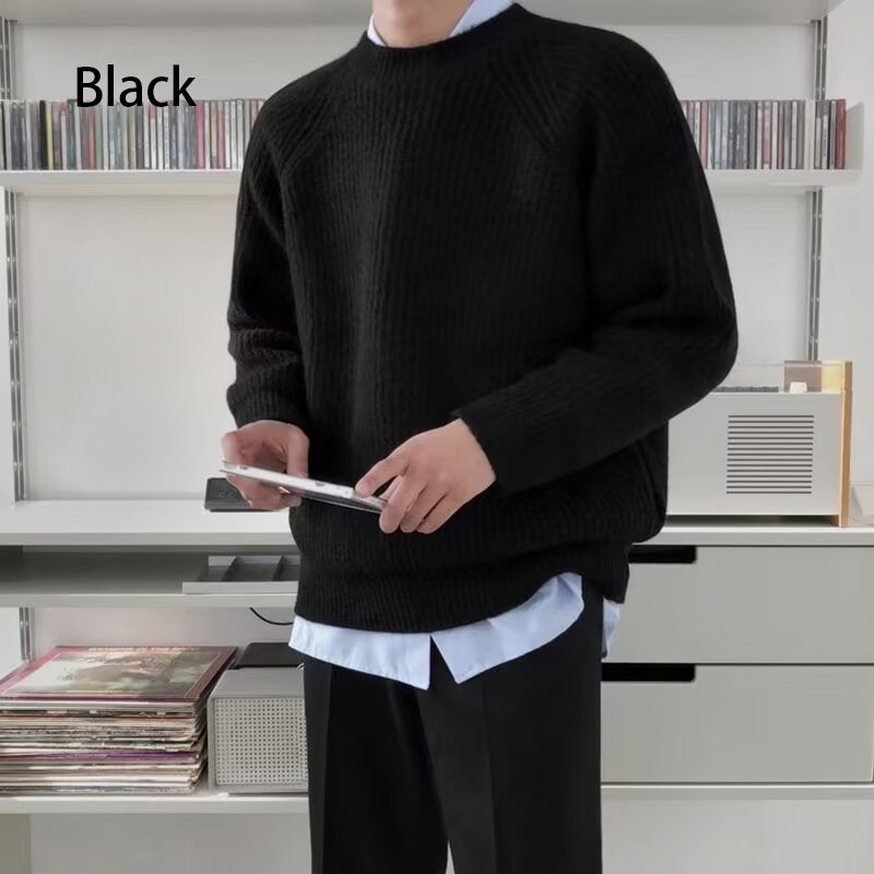 Men's Solid Pullover Round Neck Sweater