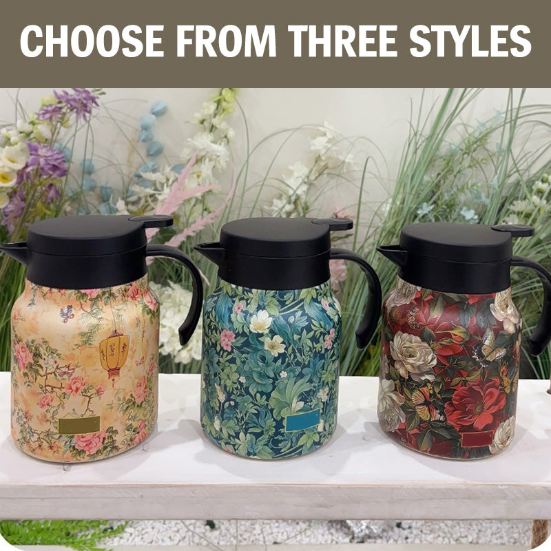 Vintage blommönster te-termos – inbyggd infusionsenhet, 35 Oz