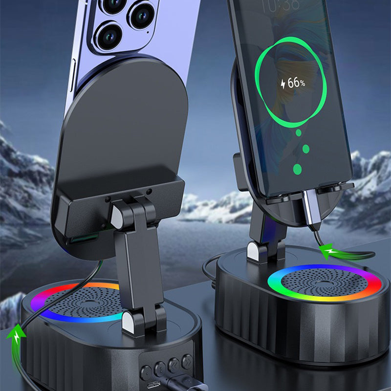 5-i-1 Trådlös induktions Bluetooth-högtalare Telefonstativ