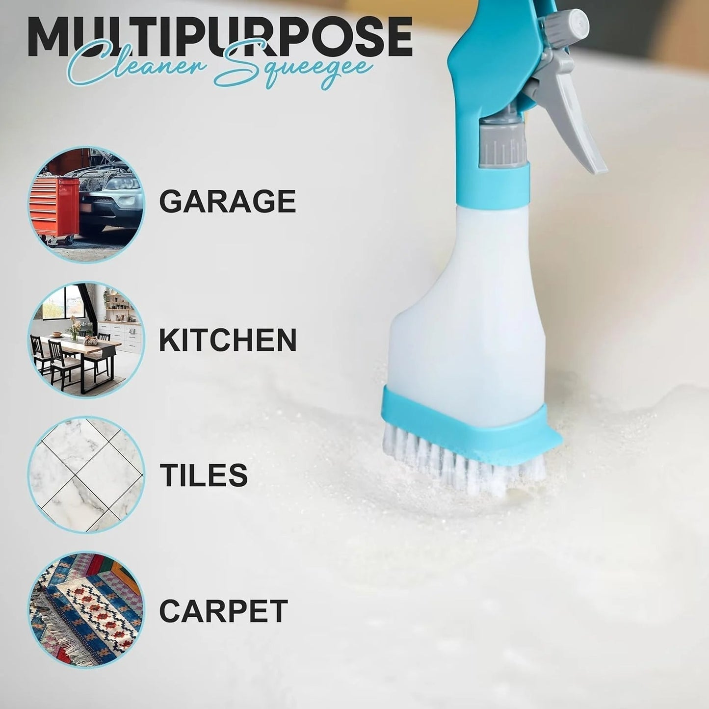 4-i-1 Glasrengöring - Kombinerar torkare, skrapa, borste och sprayflaska