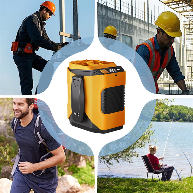 ăđSommarvaror för utomhusbrukă6000mAh multifunktionell kylflĂ€kt för midjan med 100đ§ hastigheter och ficklampa