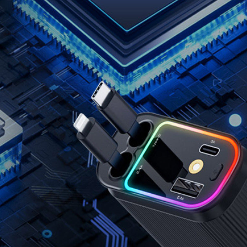 120W Purple Star Top Ambient Light Car Charger with Retractable Cable