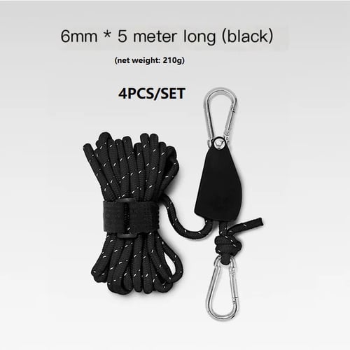 🔥Bärbar Justerbar Fix Tält Hög styrka Snabb frigöring Remskiva Camping Rope (4 Pcs / Set)