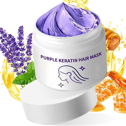 💜Lila keratinhårmask 💜- låser färg och neutraliserar mässing och gula toner för blont silvergrått markerat hår