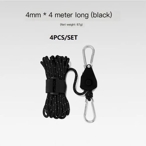 🔥Bärbar Justerbar Fix Tält Hög styrka Snabb frigöring Remskiva Camping Rope (4 Pcs / Set)
