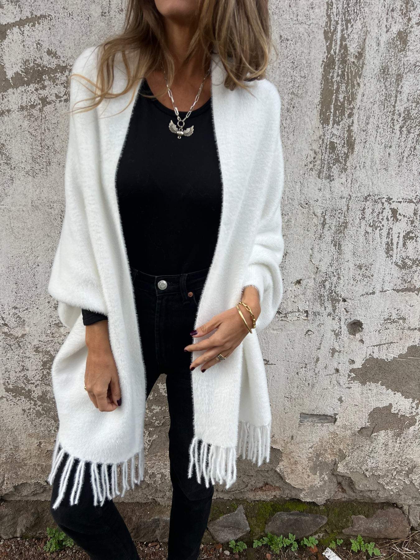 🌹Kvinnor Långärmad Casual Tassel Sjal Coat