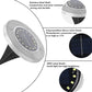 Stainless steel solar-powered ground light with 8 LED bulbs