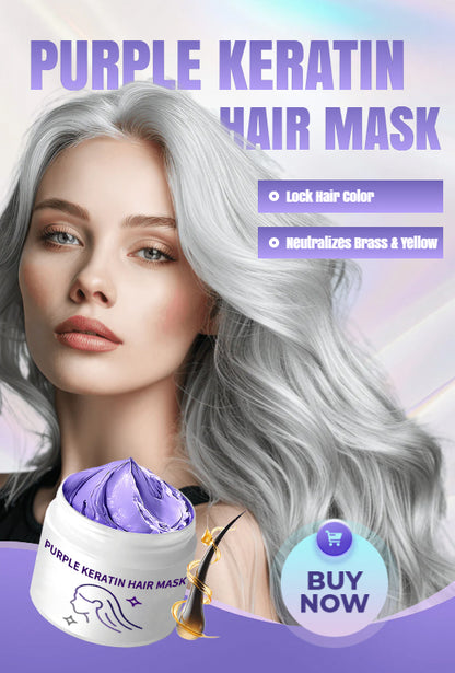 💜Lila keratinhårmask 💜- låser färg och neutraliserar mässing och gula toner för blont silvergrått markerat hår