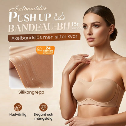 💞Bandeau-BH för kvinnor, push-up-modell, med bra stöd, vadderad, halksäker, trådlös, sömlös och bekväm