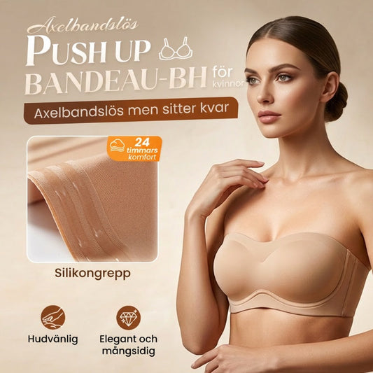 💞Bandeau-BH för kvinnor, push-up-modell, med bra stöd, vadderad, halksäker, trådlös, sömlös och bekväm