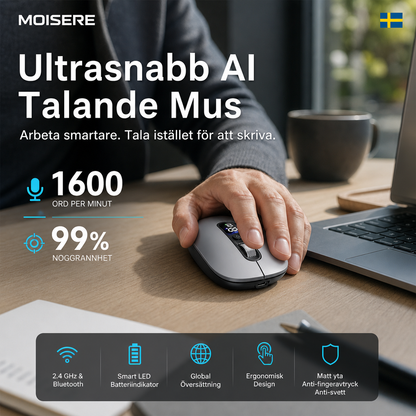 🖱️ TIDSBEGRÄNSAT 56% RABATT! 💥 AI-smart trådlös röstmus – 1600 ord/min, översättningshub, ergonomisk ✨