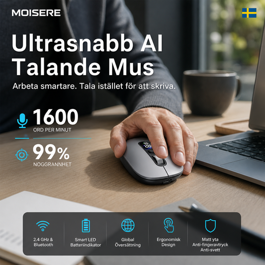 🖱️ TIDSBEGRÄNSAT 56% RABATT! 💥 AI-smart trådlös röstmus – 1600 ord/min, översättningshub, ergonomisk ✨