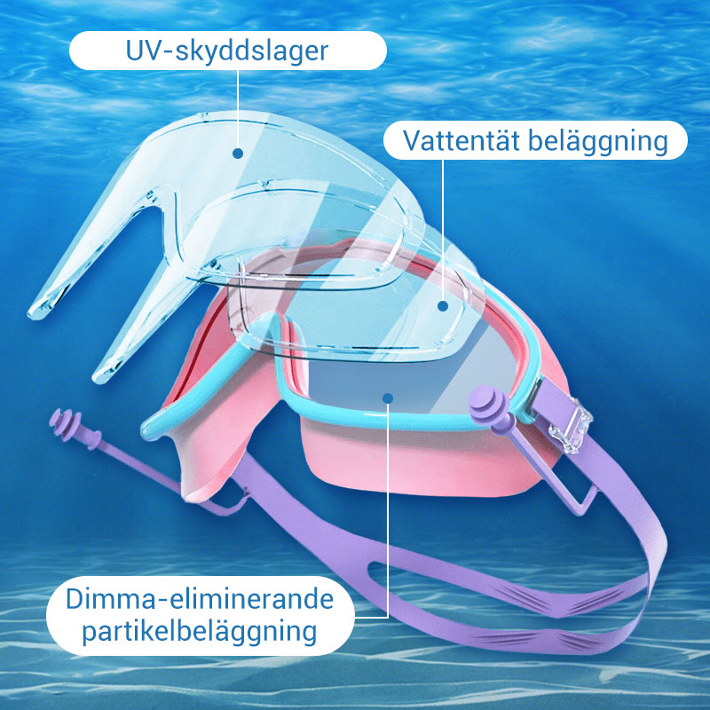 HD-simglasögon för barn med stor ram, vattentäta och imfria