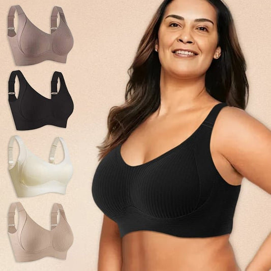 💕 Diskret randig sömlös bh med W-stöd – Komfort och stil!