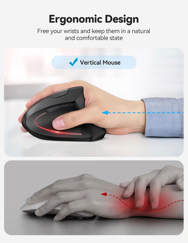 🖱Trådlös USB-uppladdningsbar ergonomisk vertikal optisk mus(🔥50 % rabatt)